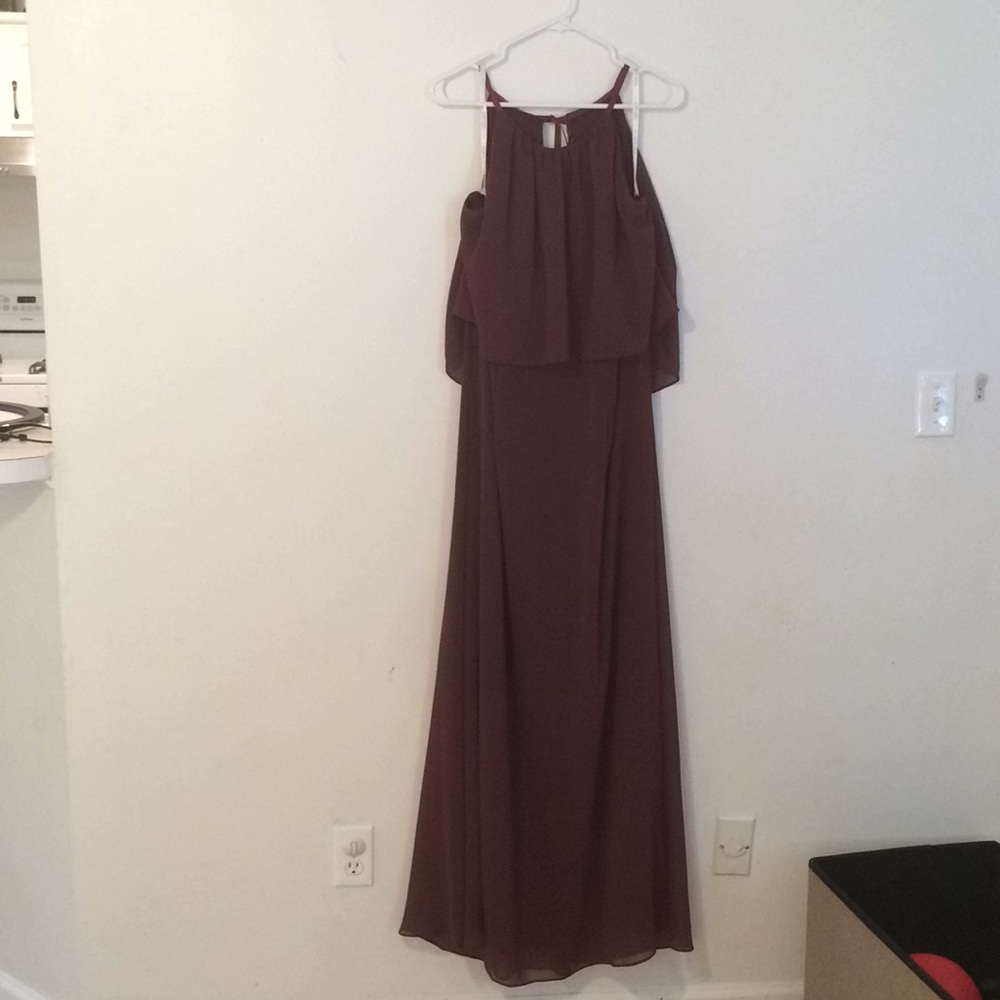 David’s bridal long wine colored bridesmaid dress